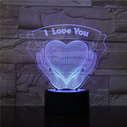 Valentines Day Gift Hands Holding Love 3D Night Light - PixliFi