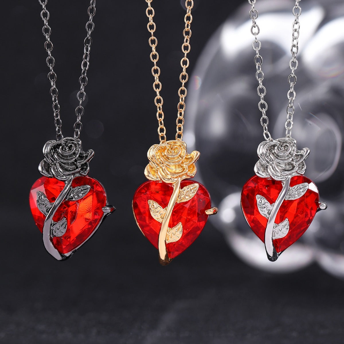 Rose Heart Necklace Pendant - PixliFi