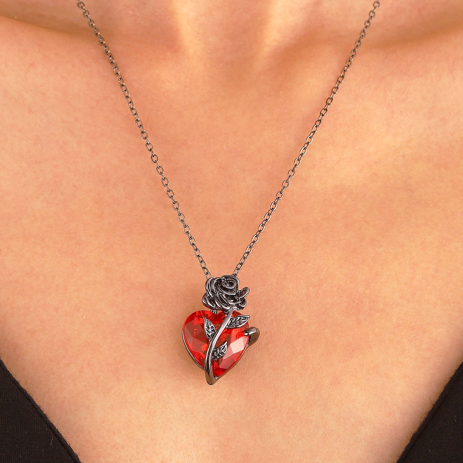 Rose Heart Necklace Pendant - PixliFi