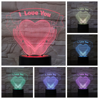 Valentines Day Gift Hands Holding Love 3D Night Light - PixliFi