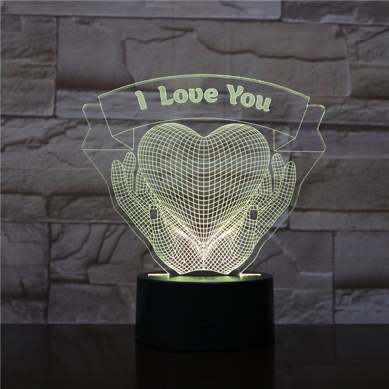 Valentines Day Gift Hands Holding Love 3D Night Light - PixliFi