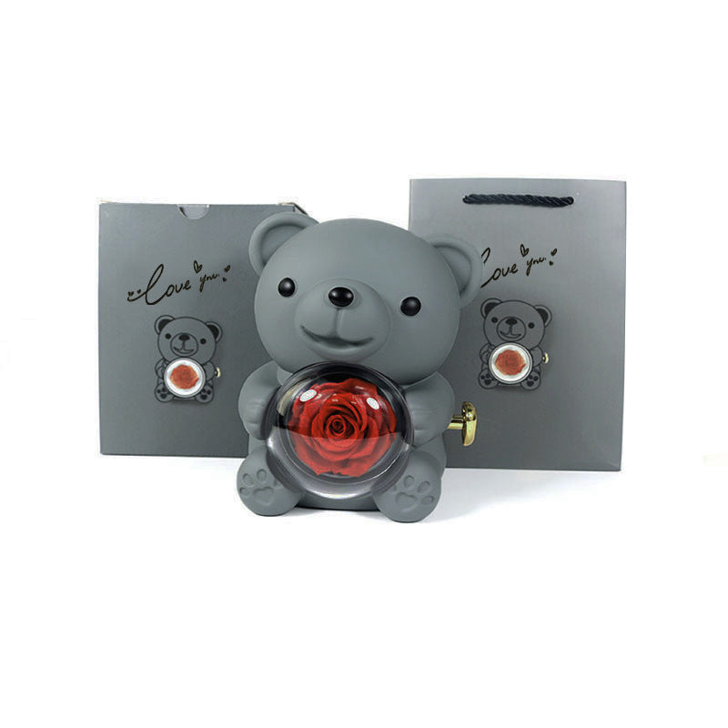 Bear Gift Box Rose Jewelry Box