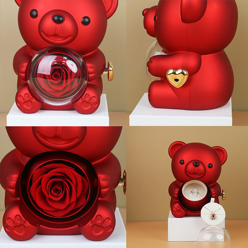 Bear Gift Box Rose Jewelry Box