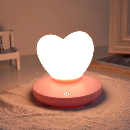 USB Rechargable Romantic Love Heart LED Night Light Touch Control Table Lamp for Valentines Day Anniversary Gift Home Decor - PixliFi