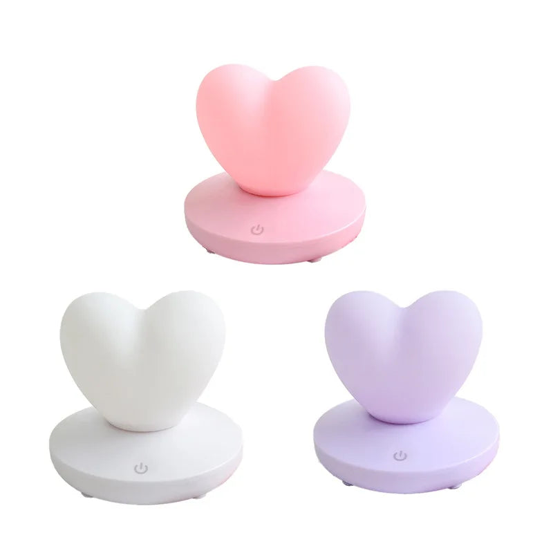 USB Rechargable Romantic Love Heart LED Night Light Touch Control Table Lamp for Valentines Day Anniversary Gift Home Decor - PixliFi