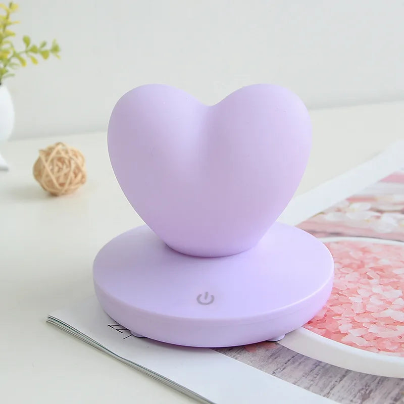 USB Rechargable Romantic Love Heart LED Night Light Touch Control Table Lamp for Valentines Day Anniversary Gift Home Decor - PixliFi