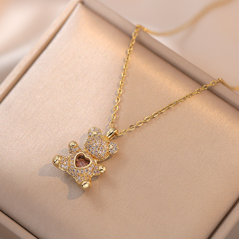 Bear Necklace Love Heart - PixliFi