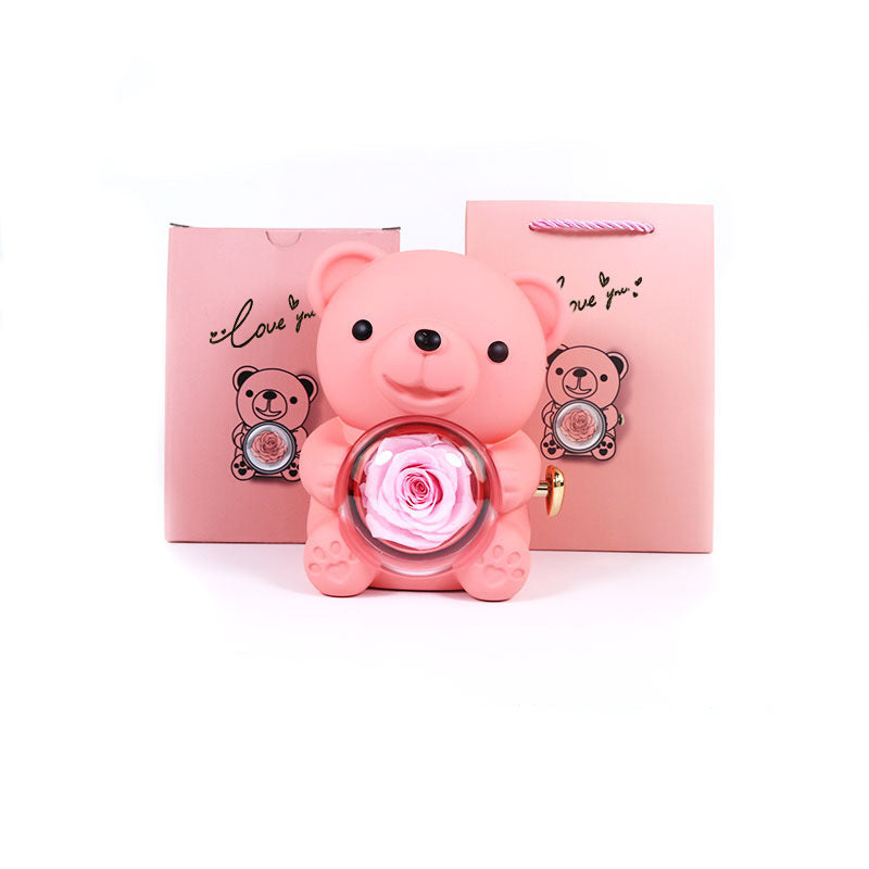 Bear Gift Box Rose Jewelry Box