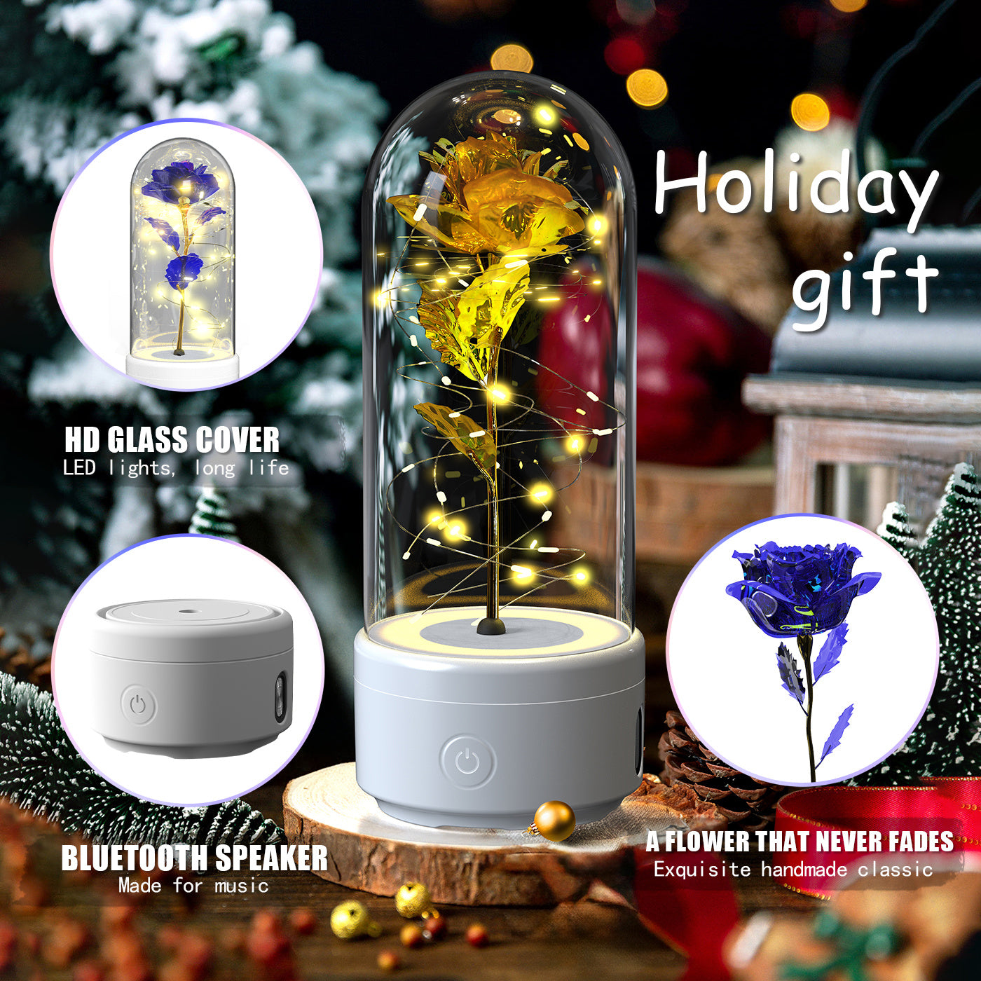 2 In 1 LED Eternal Rose & Speaker - PixliFi